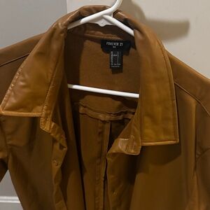 Forever 21 Tan Faux Leather button down